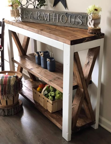 Diy Front Porch Ideas Budget How To Build, Diy Entry Table, Rustic English Cottage, Farmhouse Entry Table, Cahuita, Rustic Furniture Diy, English Cottage Decor, Farmhouse Console Table, Rustic Console Tables