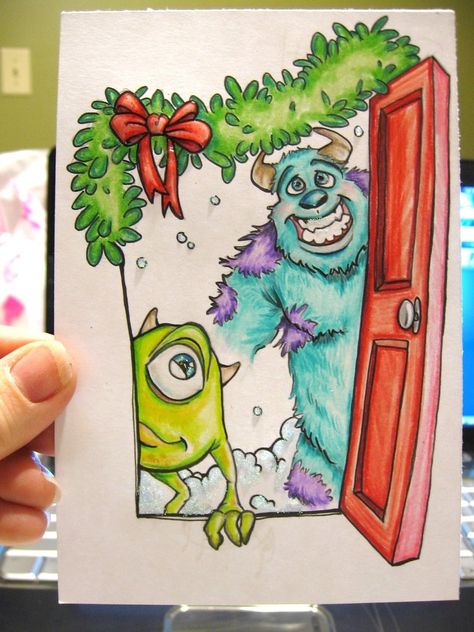 Christmas Cartoon Drawings Disney Characters, Cute Christmas Drawing Ideas Disney, Disney Christmas Drawing Ideas, Disney Christmas Drawing Easy, Disney Christmas Drawing, Christmas Disney Drawings, Christmas Card Ideas Drawing, Crismas Drawings Ideas, Drawing Ideas Christmas