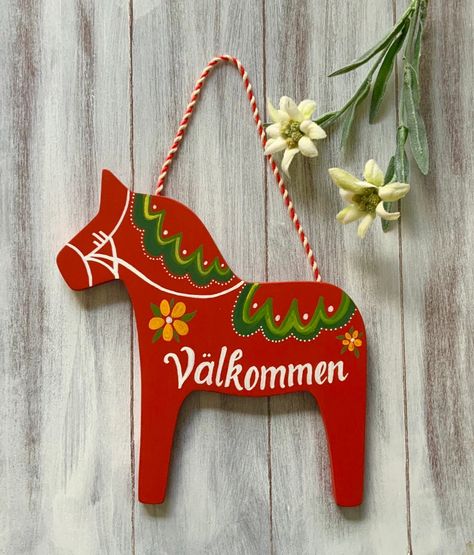 Swedish Heritage, Swedish Dala Horse, Swedish Folk Art, Swedish Decor, Swedish Art, Horse Sign, Swedish Christmas, Dala Horse, Scandinavian Folk Art