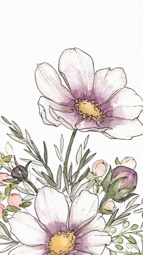 Watercolour And Pen Flowers, Pen And Watercolor Flowers, Pen Flower Drawing, Watercolor And Ink Illustration, Express Emotions, The Language Of Flowers, Flower Art Drawing, Flower Sketches, Watercolor Paintings Easy