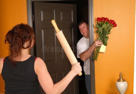 Husband coming home late to angry wife. Husband coming home late to an angry wif #Sponsored , #sponsored, #AD, #coming, #wife, #wif, #home Husband Coming Home, Angry Wife, Ad Home, Pin Image, Coming Home, Husband Wife, Rolling Pin, Photo Image, Stock Photos