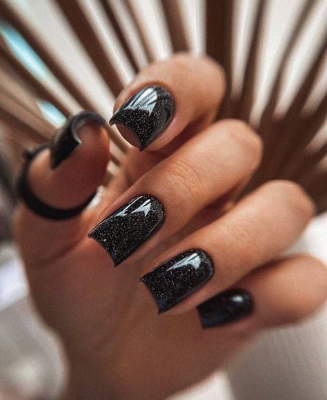 Nail Ideas, [17 мар. 2024 в 08:57] Manicure for you ✨ Ideas for pedicure and manicure for any mood Square Gel Nail Designs, Black Nails With Glitter, Hippie Nails, Simple Gel Nails, French Acrylic Nails, Pretty Gel Nails, Black Nail Designs, Cute Gel Nails, Sparkle Nails