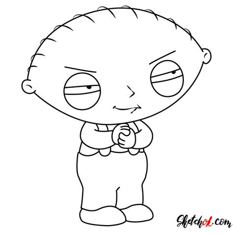 How to draw tricky Stewie Griffin - Step by step drawing tutorials Stewie Griffin Drawing, Stewie Drawing, Stewie Griffin Tattoo, Bart Drawings, Griffin Drawing, The Family Guy, Griffin Tattoo, Famous Drawing, Stewie Griffin