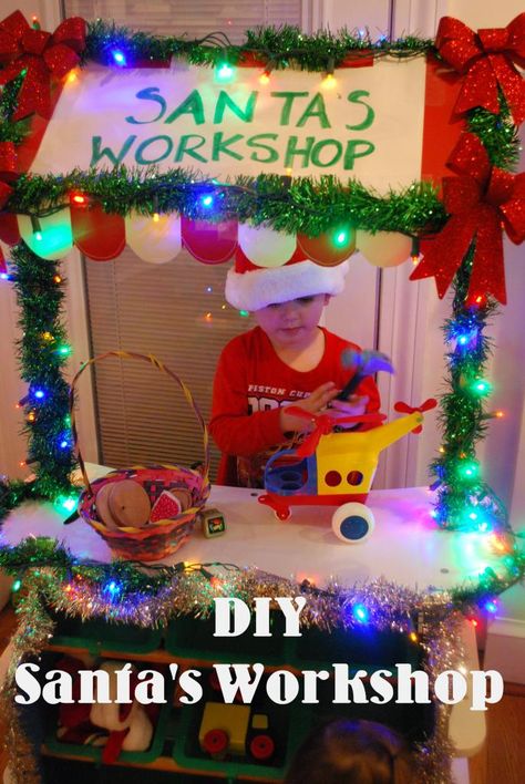 Transform your children's grocery store into their very own Santa's Workshop!  Pin this site!  24 Winter Activities in 25 Days! Christmas Units, Dramatic Play Preschool, Dramatic Play Area, Dramatic Play Centers, Christmas Kindergarten, Santa's Workshop, Christmas Play, Christmas School, Christmas Activities For Kids