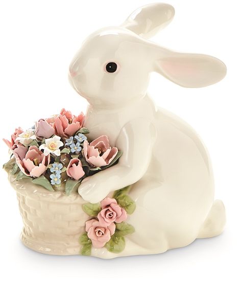 Charleston Gardens Easter Clay, Ceramic Bunnies, Porcelain Rabbit, Nora Fleming, Pink Porcelain, Ceramic Bunny, Bunny Basket, Rabbit Figurine, Bunny Figurine