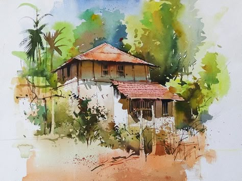 Milind Mulick Milind Mulick, Watercolor Scenery, Watercolor Art Landscape, Watercolour Landscape, Watercolor Pictures, Watercolour Inspiration, Watercolor Paintings Easy, Landscape Art Painting, 수채화 그림