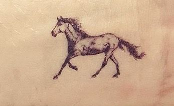 Black And White Horse Tattoo, Horses Running Tattoo, Horse Running Tattoo, Wild Horses Tattoo, Running Horse Tattoo, Small Horse Tattoo, Klimt Tattoo, Horse Doodle, Xo Tattoo