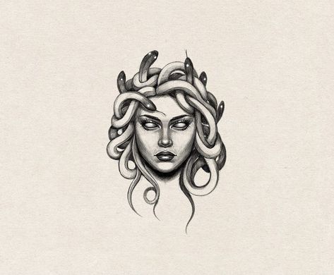 Medusa Hand Tattoo Design, Medusa Tattoo Back Of Neck, Simple Medusa Tattoo Design, Medusa Small Tattoo Design, Old Greek Tattoo, Medusa Bust Tattoo, Realistic Women Tattoo, Small Medusa Tattoos, Fineline Medusa Tattoo