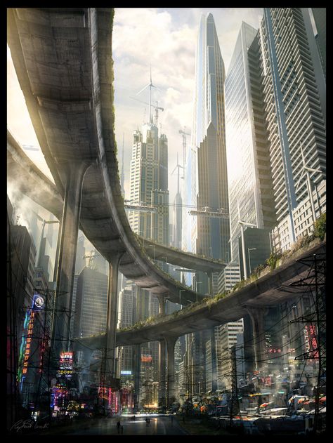 Raphael Lacoste (@raphaellacoste) / Twitter Kota Masa Depan, Scifi City, Futuristic Cityscape, Futuristic Cities, Sci Fi Landscape, Sci Fi City, 강아지 그림, Rpg Map, Cyberpunk City