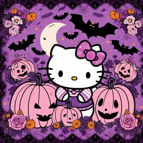 Hello Kitty And Friends Halloween, Hello Kitty Halloween Wallpaper, Halloween Hello Kitty, Hello Kitty Pumpkin, Hello Kitty Wallpaper Hd, Pink Wallpaper Hello Kitty, Hello Kitty Birthday Party, Sublimation Ideas Projects Inspiration, Walpaper Hello Kitty