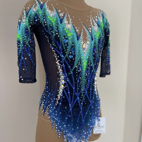 Rythmic Gymnastic Leotards, Sparkly Leotard, Acro Leotards, Gymnastics Competition Leotards, Rhythmic Gymnastics Costumes, Leotards Gymnastics Rhythmic, Gymnastics Suits, Blue Leotard, Gym Leotards