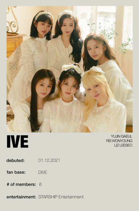 6 Member Girl Group, Kpop Minimalist Poster, Liz And Leeseo, Kpop Minimalist, Britney Spears 2000, Wonyoung Liz, Sanrio Aesthetic, Wallpaper Books, Polaroid Poster