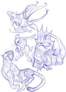 Graphite Dragons: 2016 Debris Sketch Page, Creature Drawings, Unicorn Art, Fantasy Creatures Art, Mythical Creatures Art, Mythological Creatures, Creatures Art, Creature Concept Art, Animal Sketches