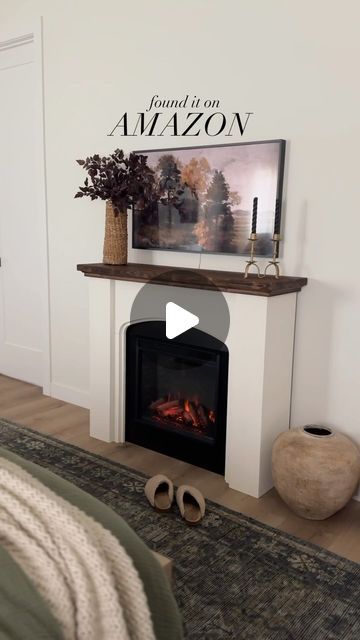 Chelsey Freng on Instagram: "Another Amazon fireplace for the win 🙌  Comment SHOP for the link!  When I saw this European-cottage inspired electric fireplace, I knew it would be perfect for our bedroom!   We were quoted over $5k+ for a built-in electric fireplace so this is a perfect, more affordable option!   Plus it’s renter friendly, and we can take it with us whenever we decide to move.  The electric fireplace looks realistic with 12 flame colors. The fireplace can put out heat, just flames, or both heat and flames so it’s perfect for any time of year and the perfect ambiance 🔥🙌  I can’t wait to decorate this for the holidays! 🌲  Follow @frengpartyof6 for more affordable home finds!  OTHER WAYS TO SHOP: > Clink the link in my bio > Shop and follow my Amazon Storefront > Follow me ( Fireplace Mantle Electric, Renter Friendly Electric Fireplace, Electric Fireplace In Office, Dress Up Electric Fireplace, Electric Fireplace Bedroom Ideas, Bedroom With Electric Fireplace, Small Bedroom With Fireplace, Small Electric Fireplace Ideas, Living Room With Electric Fireplace