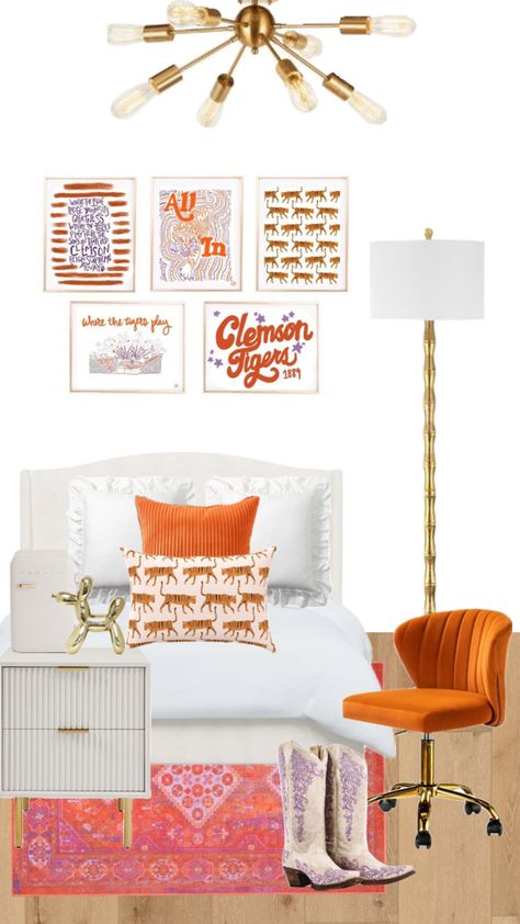 CLEMSON DORM #dormroomdecor #clemson #jesusloveseveryone Clemson Dorm, Clemson Decor, Freshman Dorm, Cute Dorm Rooms, Dorm Room Inspiration, College Dorm Rooms, Grad Parties, Dorm Room Decor, College Dorm