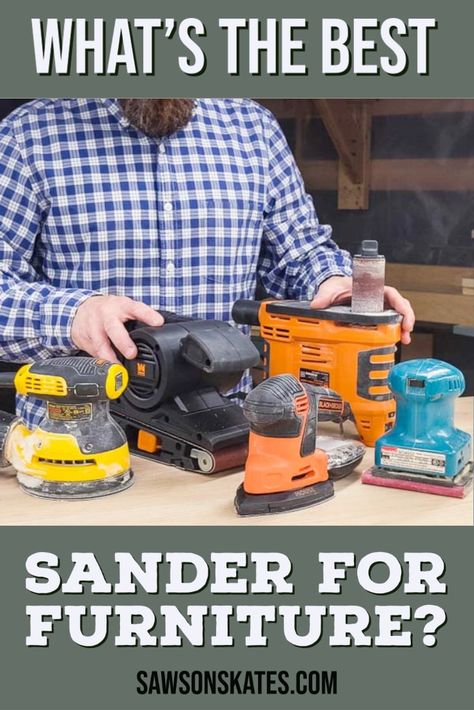 What sander do you need for your furniture project? There are several types of sanders, and they do similar things, but a few significant differences set them apart. Sander For Refinishing Furniture, Furniture Restoration Tools, Sander For Furniture, Wood Sanders Power Tools, Best Sander For Refinishing Furniture, Wood Sanders, Sanding Furniture, Refinished Chairs, Power Sander