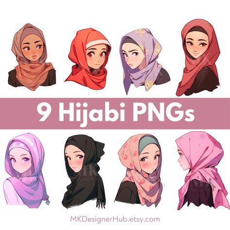 Hijab Character Design, Kawaii Hijab, Hijab Girl Illustration, Hijabi Art, Hijab Illustration, Hijab Art, Anime Hijab, Hijab Drawing, Muslim Culture