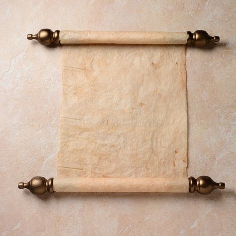 Parchment Scroll. A parchment scroll spread out on a tile surface. The paper is , #AFF, #scroll, #spread, #parchment, #Parchment, #Scroll #ad Blank Scrolls, Parchment Scroll, Saint Louis, Finials, Royalty Free Images, Stock Images, Clip Art