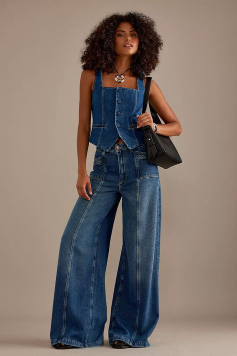 PAIGE Irene Denim Top | Anthropologie UK Anthropologie Aesthetic Outfit, All Denim Look, Jean Types, Denim Top Diy, Olay Retinol, Loungewear Capsule, Denim Photoshoot, Retinol Skincare, Denim Aesthetic