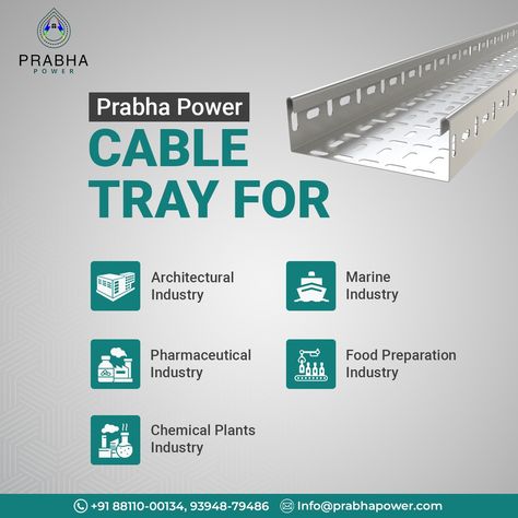 Step into the future of power management with Prabha Power's exceptional ladder cable tray system 🪜⚡. Many powerful sectors are using Prabha Power's cable trays effectively 🏭👉 Architectural Industry 🏢 Marine Industry ⚓ Pharmaceutical Industry ⚕️ Food Preparation Industry 🥧 Chemical Plants Industry 🏭 Our trays are engineered to withstand the toughest conditions, ensuring maximum power flow and maximum efficiency 💯✨ Still not convinced? Here are few points why our cable tray are superior ... Cable Trays, Chemical Plant, Cable Tray, Pharmaceutical Industry, Into The Future, Power Cable, Food Preparation, Being Used, The Future