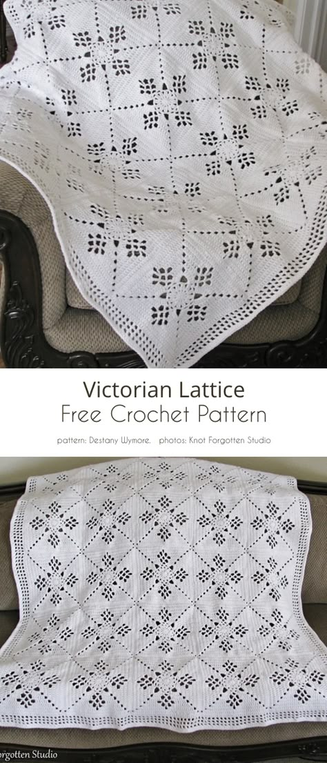 Free Victorian Crochet Patterns, All White Quilt Ideas, Crochet Victorian Lattice Square, Victorian Crochet Blanket, Victorian Lattice Square Blanket, Free Crochet Bedspread Patterns, Afgan Square Crochet Pattern Free, Elephant Crochet Pattern Free Blanket, Crochet Victorian Pattern