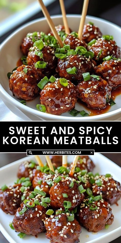 These Sweet and Spicy Korean Meatballs are the perfect balance of heat and sweetness! Tender, juicy meatballs coated in a savory-sweet Korean-inspired glaze will leave you craving more. Ideal as a party appetizer, game day snack, or weeknight dinner, they’re packed with flavor and sure to satisfy every taste bud. Whip up this easy recipe for a deliciously bold twist on traditional meatballs! Traditional Meatballs, Korean Meatballs, Superbowl Party Food Ideas, Juicy Meatballs, Tender Meatballs, Sweet And Spicy Sauce, Spicy Korean, Meatball Ingredients, Superbowl Party Food