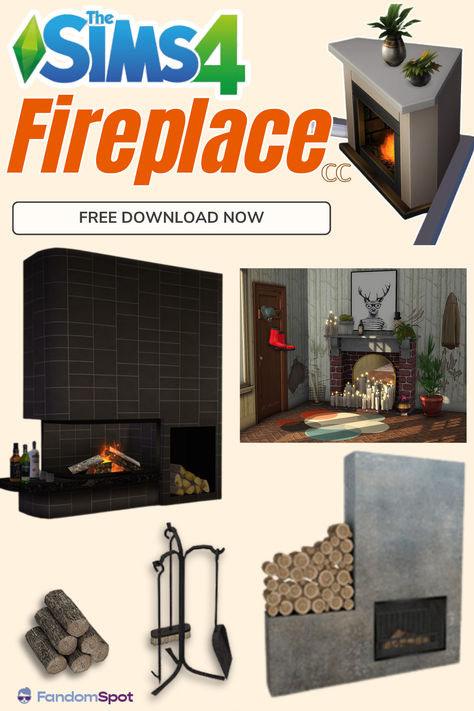 Sims 4 Fireplace Patreon, Sims 4 Cc Fireplace Maxis Match, Sims 4 Fireplace Cc, Minimalist Fireplace, Country Fireplace, Candles In Fireplace, Double Sided Fireplace, Fireplace Tool Set, Glass Fireplace