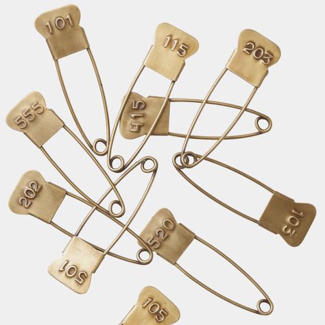 Photo Identifying Numbers, Brass Pins, Fog Linen Work, Fog Linen, Brass Pin, Safety Pins, Shawl Pins, Handmade Brass, Safety Pin