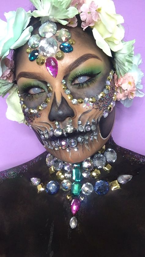 Day Of The Dead Skull, Skull Makeup, Day Of The Dead, Sugar Skull, Halloween Makeup, Halloween Face, Face Makeup, Halloween Face Makeup, Halloween Costumes