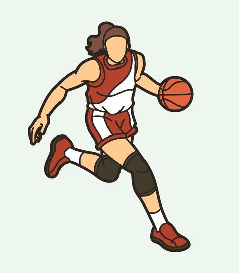 Basketball Female Player Running Action Cartoon Sport Graphic Vector Basketball Aesthetic Cartoon, Basketball Female, Action Cartoon, Basketball Illustration, Woman Basketball, Basketball Graphics, Cartoon Basketball, Basketball Cartoon, Sports Cartoon