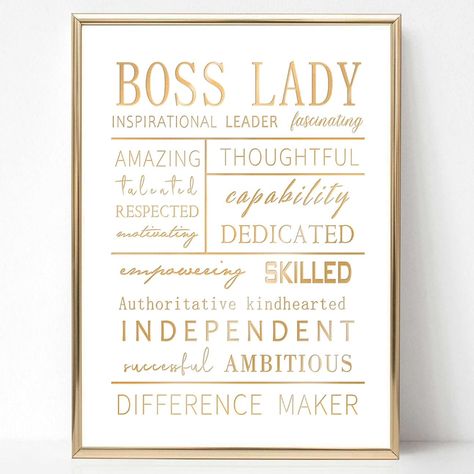 PRICES MAY VARY. ⭐Best Boss's Day Gifts for Women - Comes in a lustrous gold frame, this boss lady office decor with motivational quotes is a perfect gift for girl boss, supervisor, manager, administrator, etc. Also a great boss day gifts for women. ⭐Inspirational Desk Decor for Girls - This chic & aesthetic boss lady desk sign is full of inspiring words for daily motivation. Makes an amazing desktop lady boss sign with the perfect size: 12 × 8.6 Inches ⭐Gorgeous Boss Lady Sign - Feel free to pe Girl Boss Vision Board, Boss Vision Board, Boss Lady Office Decor, Christmas Gifts For Your Boss, Rich Mentality, Boss Lady Desk, Aesthetic Boss Lady, Work Sayings, Boss Lady Office