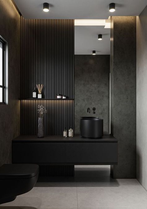 Bathroom Interior Design Modern, Wc Design, Bathroom Design Black, Modern Small Bathrooms, Luxury Master Bathrooms, Dark Bathrooms, Living Wall Decor, Unhealthy Diet, Bathroom Design Inspiration