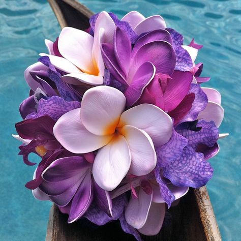 Frangipani - Plumeria Bouquet, Hawaii Flowers, Purple Hibiscus, Orchid Care, Hawaiian Flowers, Bride Bouquets, Tropical Wedding, Exotic Flowers, Tropical Flowers