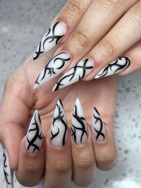 Trible Nails Designs, White Witchy Nails, Viking Nails Designs, Viking Nail Art, Celtic Nails, Simple Goth Nails, Rune Nails, Vikings Nails, Viking Nails