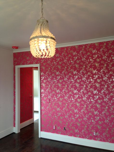 Solid color with rolled metallic over, not pink but looks cool! Pink Wallpaper Vintage, Wallpaper On Wall, Hot Pink Wallpaper, Progress Photos, Geek Design, Site Visit, Wallpaper Vintage, Great Team, I Can't Wait