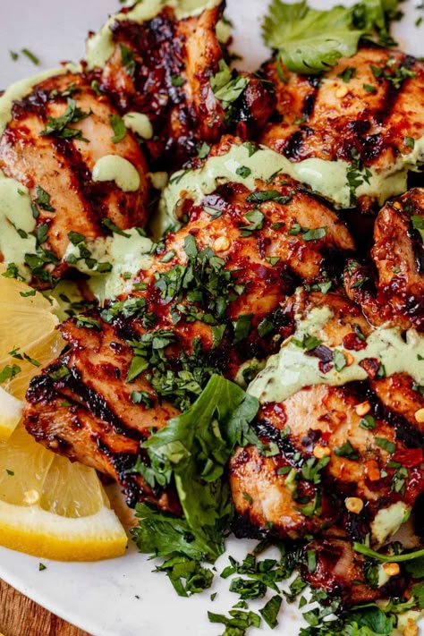 Harissa Chicken (Grilled or Baked) Chicken Harissa Recipes, Harissa Chicken Marinade, Harissa Chicken Thighs, Harrisa Chicken Recipes, Harissa Chicken Recipes, Recipes Using Harissa, Recipes With Harissa, Harissa Chicken Bowl, Grilled Chicken Dinner Ideas