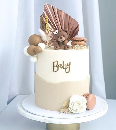 Gateau Gender Reveal, Creative Cake Designs, Baby Shower Elegante, Baby Shower Cake Ideas, Baby Gender Reveal Party Decorations, S Cake, Cake Boutique, Unisex Baby Shower, Elegant Baby Shower