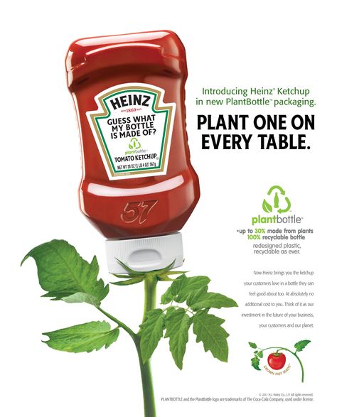 HEINZ ADVERTISEMENT DESIGN: PLANT ONE ON EVERY TABLE – Keyla Fastabend Magazine Ads Design Creative Advertising, Sustainable Advertising, B2b Advertising, Magazine Ad Design, Best Advertising Campaigns, Ketchup Bottles, Sustainable Marketing, Plant Logo, Heinz Ketchup