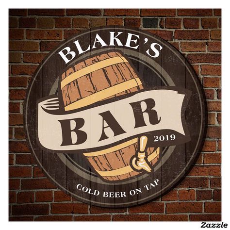 Brewery Signs, Brewery Bar, Home Wet Bar, Custom Bar Signs, Modern Home Bar, Wooden Wall Signs, Diy Home Bar, Beer Barrel, Man Cave Wall Art