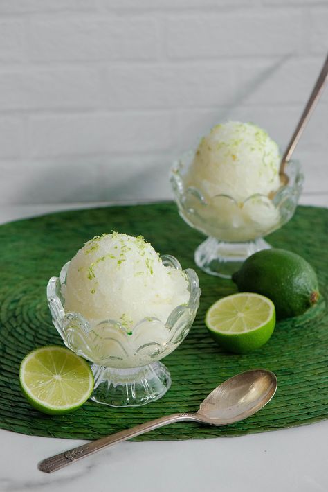 Lime Sorbet Garrafa Style Sorbet Drink, Sorbet Aesthetic, Lime Sorbet Recipe, Lime Sorbet Punch, Green Apple Sorbet, Key Lime Pie Ice Cream, Strawberry Cream Cheese Filling, Lime Sherbet, Lime Sorbet