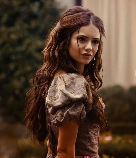 Nina Dobrev Hair, Katerina Petrova, Belle Costume, Bonnie Bennett, Vampire Diaries Cast, Katherine Pierce, Long Brown Hair, Caroline Forbes, Stefan Salvatore