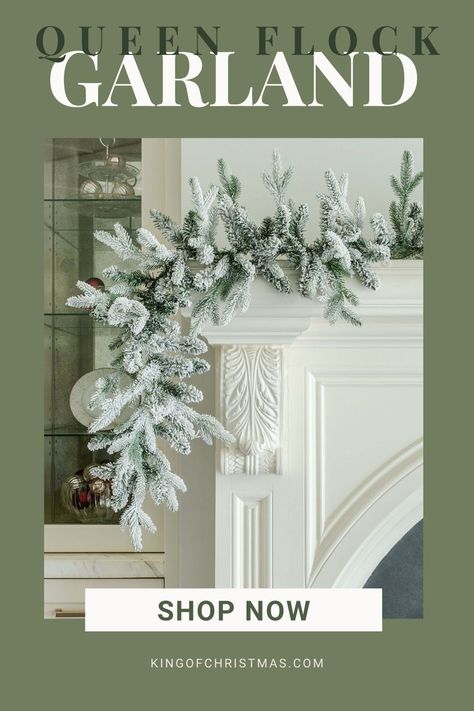 Flocked Christmas Garland, Pre Lit Christmas Garland, White Flocked Christmas Tree, Flocked Garland, White Garland, Artificial Snow, Artificial Garland, Flocked Christmas Trees, Christmas Jars