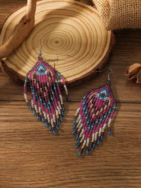 Tassel Beaded Earrings, Bohemian Style Jewelry, Women Daily Wear Accessories, Holiday & Mother's Day Friendship Gift Purple Boho   Glass     Women Fashion Jewelry, size features are:Bust: ,Length: ,Sleeve Length: Bohemian Style Jewelry, Styl Boho, Watches Women Fashion, Beaded Tassels, Friendship Gifts, Beaded Earrings, Bohemian Style, Womens Watches, Women's Earrings