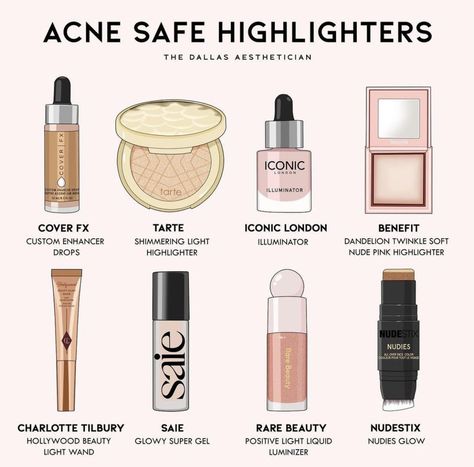 Acne Safe Highlighter, Acne Safe Makeup Products, Acne Safe Makeup, Mindset Therapy, Safe Makeup, Acne Makeup, Makeup Order, Simple Makeup Tips, Makeup List