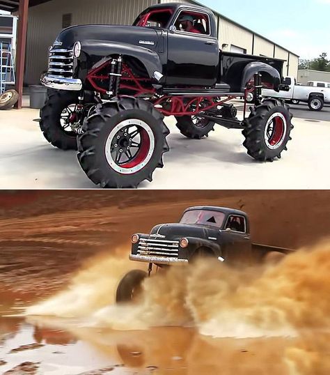 An Old Chevrolet Pickup turned into an Awesome Mud Truck Older Trucks, Lifted Vehicles, Deck Gate, Raptor Truck, Country Trucks, Chevy Stepside, Vintage Pickup Trucks, Mud Trucks, Truck Mods