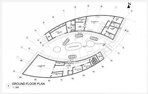 Curved Architecture Plan, Commercial Complex Architecture, Nigeria Architecture, Circular Floor Plan, Curved Building, Office Building Plans, Circular Structure, Circular Buildings, Architecture Portfolio Layout