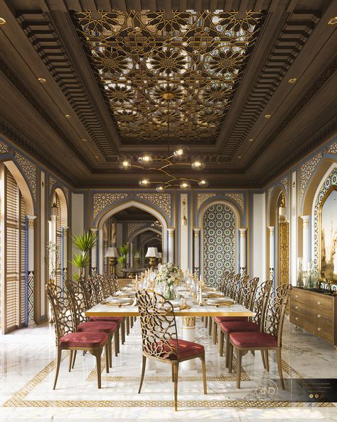 Arabian House Design, Dekorasi Maroko, بيوت ملكية, Islamic Interior Design, Luxury Ceiling Design, Luxury Mansions Interior, Modern Villa Design, Moroccan Interiors, Luxury House Interior Design