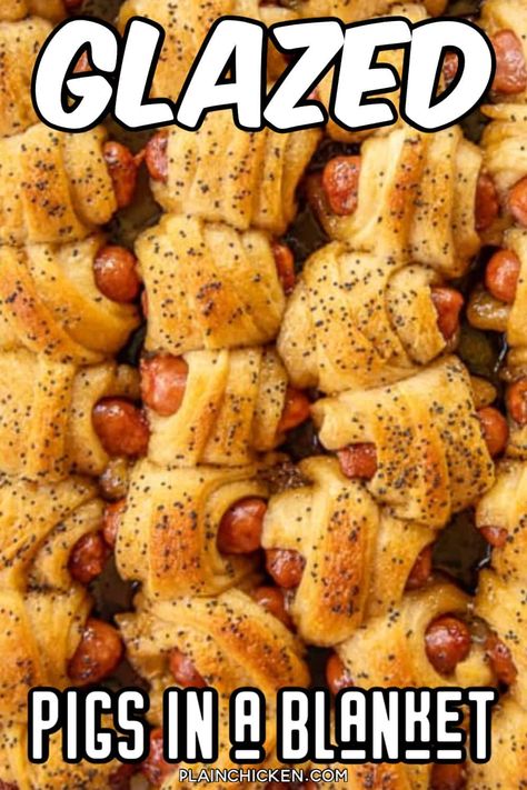 Glazed Pigs In A Blanket, Little Smokies Crescent Rolls, Dance Snacks, Event Appetizers, Lil Smokies Recipes, Little Smokies Recipes, Smokies Recipe, Souper Bowl, Football Friday