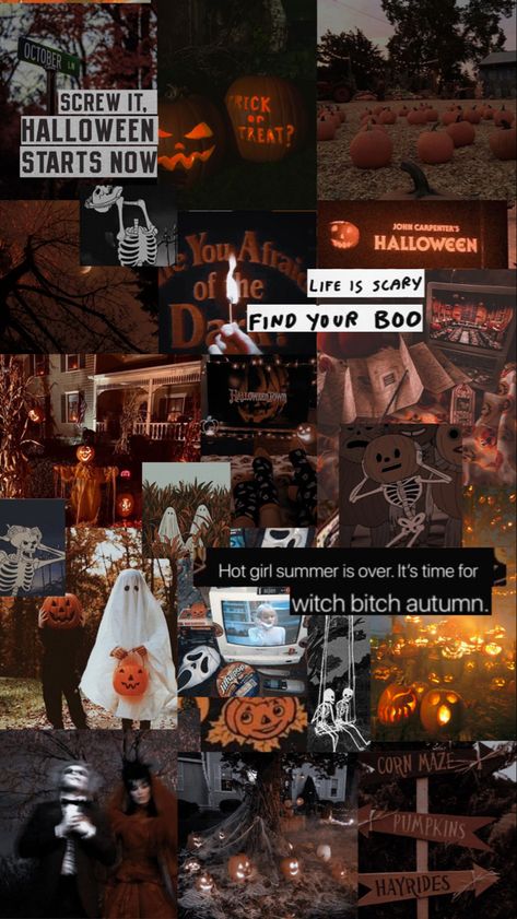 Spooky Wallpapers Iphone, Scary Halloween Aesthetic Wallpaper, Halloween Theme Wallpaper Aesthetic, Spooky Phone Aesthetic, Spooky Halloween Backgrounds Iphone, Horror Wallpaper Aesthetic Iphone, Halloween Collage Wallpaper Iphone, October Wallpapers Aesthetic, Halloween Wallpapers Scary