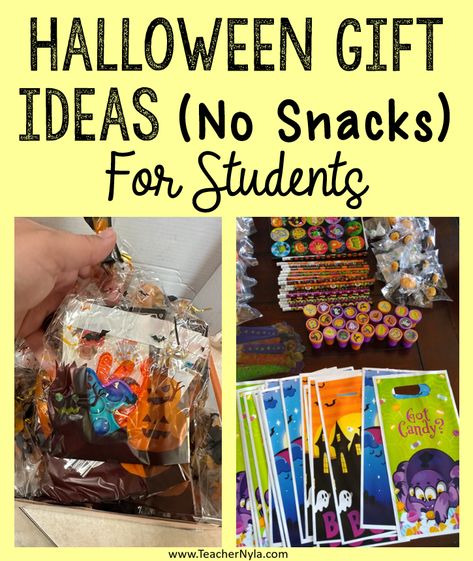 Non-candy Halloween gift ideas for students Teacher Halloween Gifts For Students, Halloween Gift From Teacher To Student, Student Halloween Gifts, Halloween Gift Ideas For Students, Student Halloween Gifts From Teacher, Halloween Classroom Gifts, Halloween Gifts For Students, Classroom Gifts For Students, Gift Ideas For Students